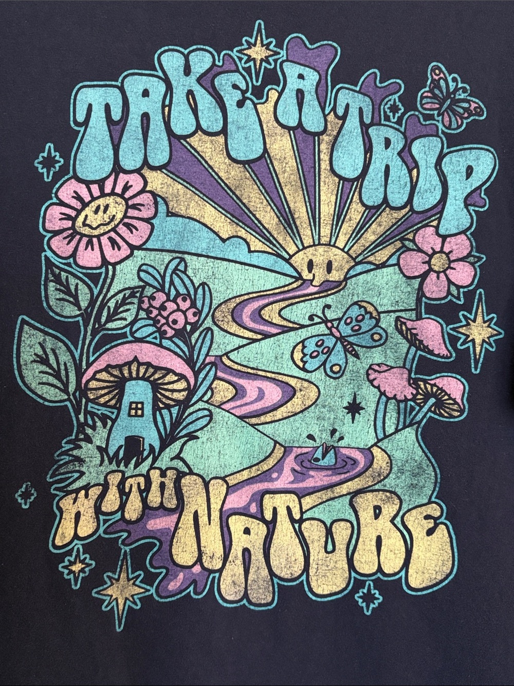 “Take a Trip With Nature” Graphic Tee - Navy Blue - Picture 3 of 5